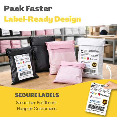 30 Pack Poly Mailers For Clothes With Label Pouch 8x12 10x14 12x16 Self Seal Packing Bags Tear And Water Resistant Opaque Privacy