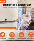 Beefy 8 Foot Pipe Stair Handrail Set With Wall Mounts Three 31.5 Inch Sections Carbon Steel Industrial Railing, elderly woman using handrail, indoor stair support