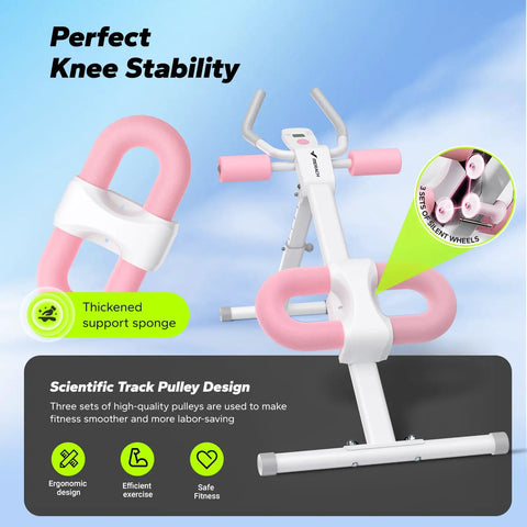 Your New Home Gym Essential With This Adjustable Ab Trainer Engineered For Rapid Belly Fat Burn And Rock Hard Core Gains Featuring Padded Knee Support Foldable Design In Bright Pink.