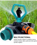 Two Pack Automatic Lawn Sprinklers For Garden Irrigation System That Keeps Lawns Green On Auto Pilot, rotating on green grass