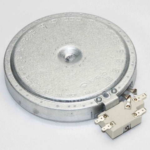 OEM Surface Radiant Heating Element 6.5 Inch Diameter For Ranges Stoves And Ovens MEE62385001 Beige Silver Bezel shown top view