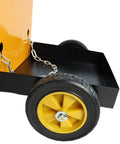Heavy Duty Rolling Welding Cart With Wheels For Welder And Plasma Cutter showing wheel and gas bottle safety chain
