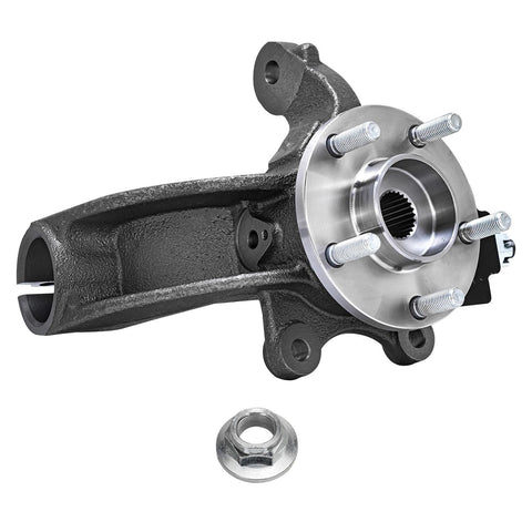 Front Left Steering Knuckle With Wheel Bearing Hub Assembly for 2010 2013 Ford Transit Connect Driver Side Replacement, OEM Grade, Heavy Duty