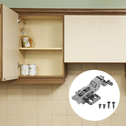 4 Pack Black Hydraulic Soft Close Cabinet Hinges For Kitchen Cabinets European Style Inset Aluminum Frame Hinges shown installed on a wooden cabinet.