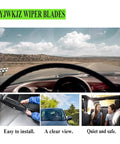 Rock Solid Heavy Duty 26 Plus 22 Inch Wiper Blades Set Of 2 Beat The Elements Zero Sweat Natural Rubber Grip in use on a car.
