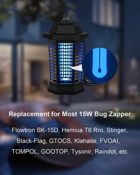 15W UV Bug Zapper Light Bulb Replacement 4 Pin Base U Shaped Twin Tube For T6 Insect Attraction Lamp 365nm Blue Light 2 Pack