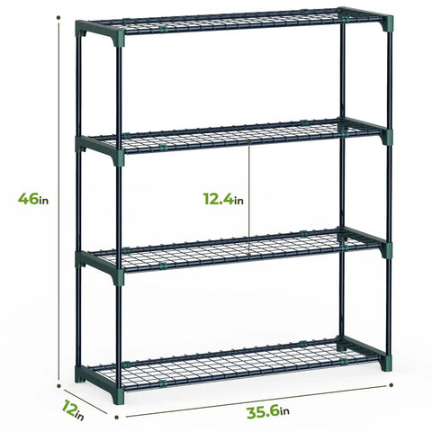 Four Tier Extra Wide Plant Greenhouse Shelves Set For Outdoor Gardens Portable Rustproof Metal Plant Stand Rack 35 By 12 By 42 Inch Space Saving Garden Shelving For Plants Seed Trays And Tools Heavy Duty
