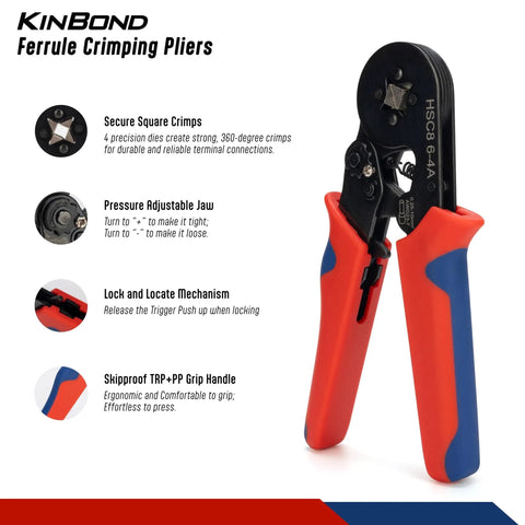 Self Adjusting Crimp Tool Kit With 1200 Ferrule Connectors, Red And Black Ratcheting Wire Crimper For Electrical Terminals