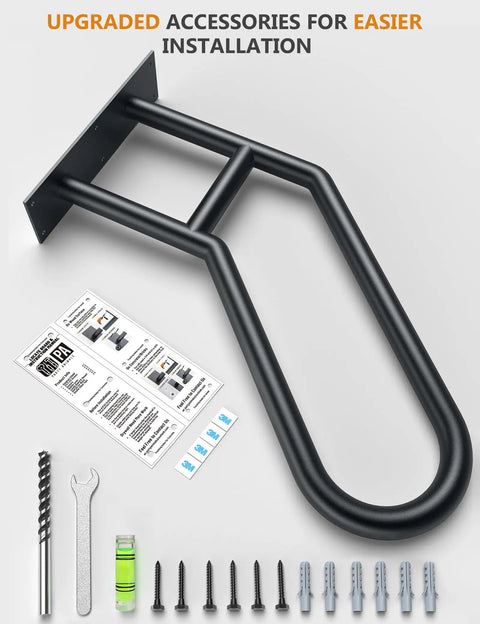 Durable Wrought Iron Wall Mounted Handrail For 1-3 Indoor Steps with installation accessories and hardware