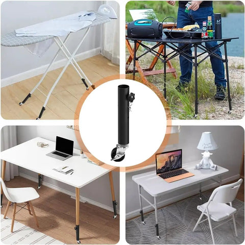Straight Up Heavy Duty Metal Furniture Legs With Smooth Roll Caster Wheels Four Pack for versatile table setups and mobility.