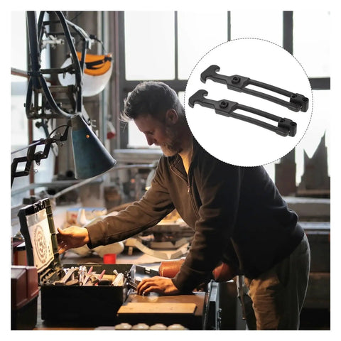 Man working with tools, inset of Beefed Up Rubber Latch Set 4 Pack T Handle Draw Latches for tool boxes and storage cases