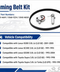 Premium Heavy Duty Timing Belt Kit With Tensioner Roller And Idler Pulleys For Lexus IS300 SC300 GS300 And Toyota Supra 3 0L 2JZ Matched Oem Specs To Restore Peak Power While Keeping Your Ride Cruising Smooth As Silk Until The Next Fix timing belt, rollers, and tensioner