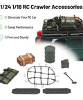 Trail Ready RC Crawler Accessories Kit For 1 By 18 And 1 By 24 Scale Rigs Roof Rack with sleeping bag and fuel tanks