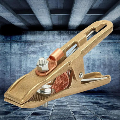 500A Welding Ground Clamp Copper Grip Brass A Shape Earth Clamp For MIG TIG ARC Welding Machines Lightweight Compact Grounding Clamp