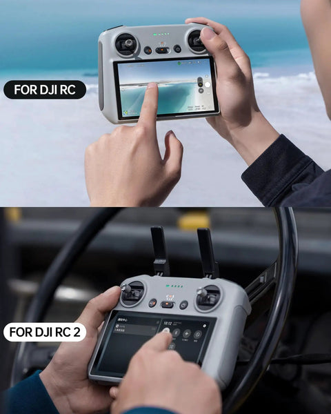 Person using DJI RC and RC2 with Remote Controller Joystick Sticks Replacement Set For DJI RC RC2, Fits Mini 3 Mini 3 Pro.