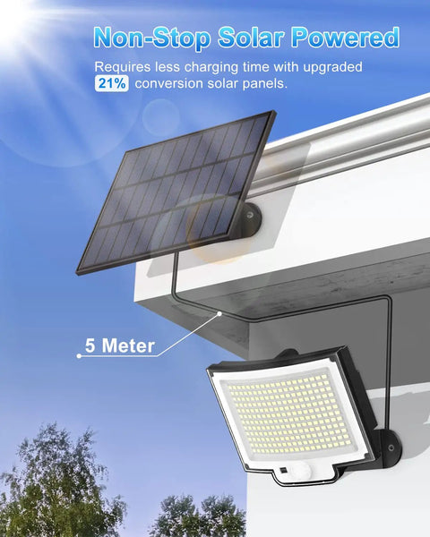 2 Pack Outdoor Solar Motion Lights With Remote, 3 Modes, 228 LED Flood Lights IP65 Waterproof mounting on roof edge