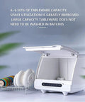 Skip The Hand Washing Game With This Compact Mini Portable Countertop Dishwasher For Tiny Kitchens Apartments And College Dorms Space Saving Desktop Dish Cleaner Ideal For Rvs Campers And Weekend Getaways with plates inside.