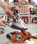 All In One Camping Kitchen Set With Stainless Steel Tongs Slotted Spatulas Spoons Chef Knife Kitchen Shears Bottle Opener Peeler And Spice Bottles Plus A Chopping Board And Four Plastic Plates For Outdoor Cooking On The Go Picnics And BBQ.