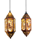 12.4 Inch Solar Outdoor Lanterns Waterproof Garden Lights With Moon And Star Cutouts, Hanging Patio Backyard Decor Red Copper 2 Pack