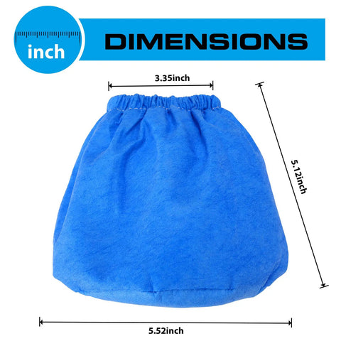 Cloth Filter Bag For Vacmaster 1.5 To 3.2 Gallon Wet Dry Vacuums And Armor All Models Dimensions View