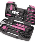 Pink 40-Piece All-Purpose Tool Kit For Home Garage Office And Dorm Use With All The Essentials For DIY Projects, Quick Furniture Assembly, Picture Hanging And Everyday Repairs