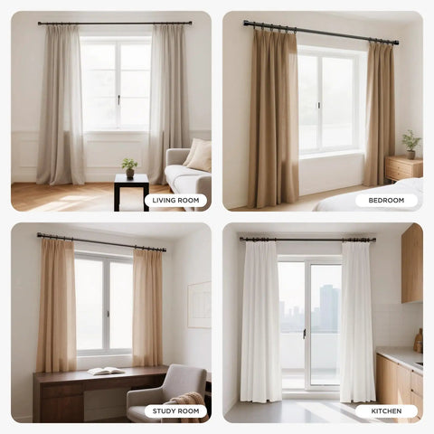 Heavy Duty Adjustable Curtain Rods For Windows 32 To 120 Inches Black 1 Inch Diameter Built To Last Sturdy Rods For Bedroom Kitchen