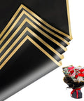 Double Sided Floral Wrapping Paper Pack, Waterproof Black and Gold Gift Wrap Sheets, bouquet example, 20 sheets