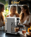 20 Bar Stainless Steel Espresso Machine With LED Display And 1350W Boiler For Home Barista Vibes on kitchen counter