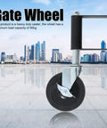 Workhorse Self Leveling 5 Inch Spring Loaded Gate Wheel Caster for Smooth Driveway Operation on Uneven Ground with Heavy Duty Aluminum and Non Marking Rubber Wheel.