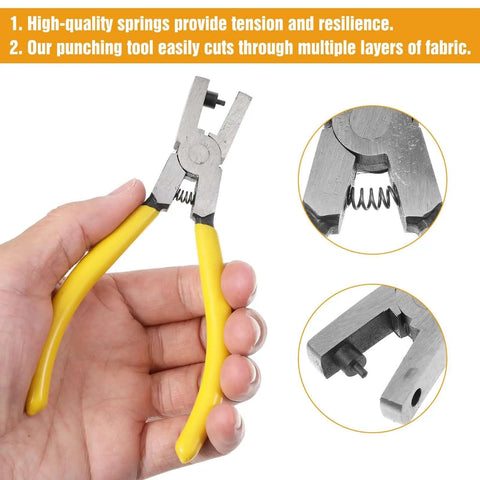 Leather Hole Punch Tool Plier For Belts Watch Bands Shoes And Leather Crafts One Hand Operation Carbon Steel With Silicone Handles