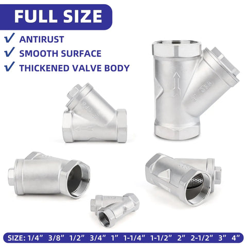 Beefy Heavy Duty 304 Stainless Steel Y Strainer 2 Inch NPT Female Filtration With 80 Mesh Screen for piping systems