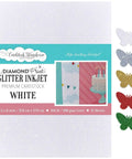 Premium White Glitter Cardstock Paper 104lb 280 GSM for Inkjet Printing and Die Cutting packaging with butterfly cutouts