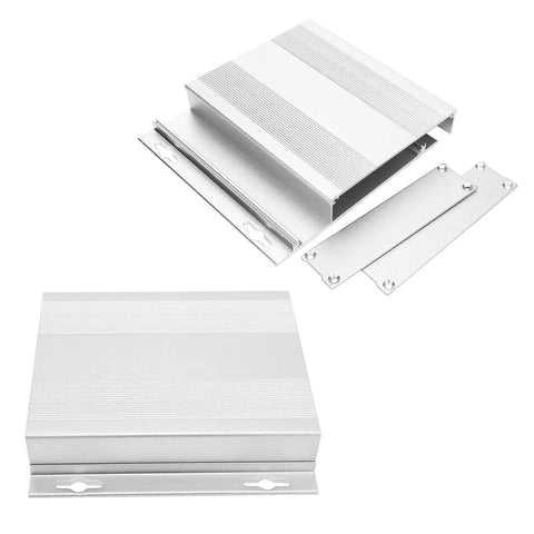 Rugged Aluminum Alloy Project Enclosure With Sandblasted Oxidized Shell For Electronic Power Boards, Decoders, GPS And Industrial Equipment - Lightweight, Strong Housing, Measures 27 X 131 X 130 Mm, silver aluminum case with cover