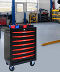Professional 7 Drawer Rolling Tool Chest with Smooth Gliding Casters and Slick Powder Coated Steel Finish for Garage Crews and Badass Workshop Storage Setup in a workshop setting.