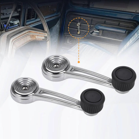Top Grade Chrome Alloy Manual Window Crank Lever For Cars With Textured Black Knob Smooth Operation Perfect For Daily Driving And Garage Restoration Projects, chrome lever