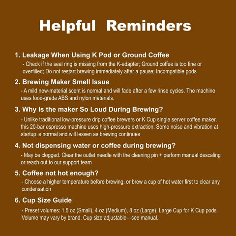 Helpful reminders about Mini Multi Pod Coffee Maker For Keurig K Cup Nespresso Original Dolce Gusto And Ground Coffee issues.