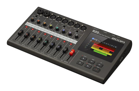 R20 Multi-Track Tabletop Recorder With Touchscreen, 16 Tracks Up To 8 Simultaneous, 6 XLR Inputs, USB Audio Interface shown