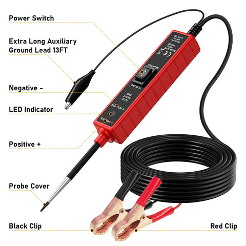Durable 6 To 24V DC Automotive Circuit Tester Light With 13 Feet Leads For Cars Trucks And SUVs 12 Volt Check Light