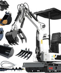 1.2 Ton Pilot Control Gasoline Excavator with Lawn Mower Attachment, various tool attachments for tight spaces, compact frame