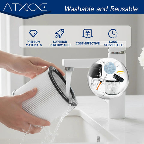 Replacement Filter Kit For 5 Gallon And Up Wet Dry Vacs Includes Dry Filter And Foam Sleeve Compatible With 90304 90350