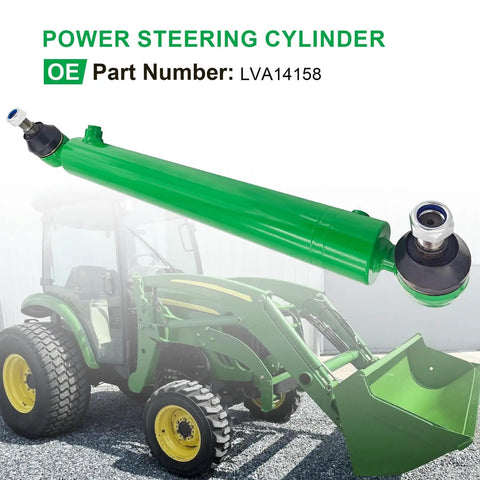 Power Steering Hydraulic Cylinder For John Deere Tractors And Telehandlers, Compatible With 4120 4320, Replaces LVA14159, shown with tractor