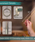 Clear Acrylic Curtain Pull Wand Set, 46 Inch Long, 2 Pack, Strong Half Inch Diameter Curtain Rod Accessory With Lobster Hooks, Nearly 48 Inch Extended, Built to Last, Weatherproof, Easy to Grip.