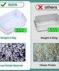 Comparison of 2 Pack Right Side Refrigerator Door Bin Shelf Replacement For Samsung RF4287 RF4289, highlighting weight and material.