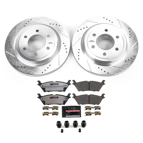 PowerStop rear brake kit with drilled/slotted rotors and carbon-ceramic pads for Expedition/F-150/Navigator 2018–21