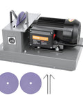 Heavy Duty Lawn Mower Blade Sharpener Delivering Serious Kick With A Gutsy 500 Watt Motor And Seven Inch Grinding Wheel.