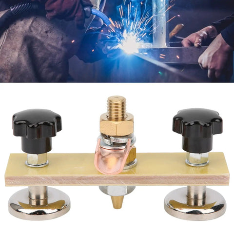 Heavy Duty Magnetic Ground Wire Clamp For Welding With Insulated Holder To Keep Workshop Repair And Metal Fabrication Projects Connected And Squeaky Clean, showing connection points and strong magnet.