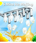 Freshly Chilled Bullet Ice Anytime With This Sick Countertop Ice Maker For Backyard Hangouts showing ice making process with bullet ice cubes.