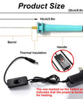 Product size diagram of 30W Foam Cutter Pen Kit With 12V Power Adapter, 10cm Hot Wire Styrofoam Cutter for Arts and Crafts.