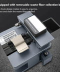 Heavy Duty Optical Fiber Cleaver Featuring Precision 90 Degree Tungsten Steel Blade With Automatic Knife Return Function, waste collection box