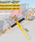Beefy Heavy Duty G80 Chain Binders Kit With Quarter To Five Sixteenth Inch Chain 10 Ft 2,200 Lbs Working Load 7,800 Lbs